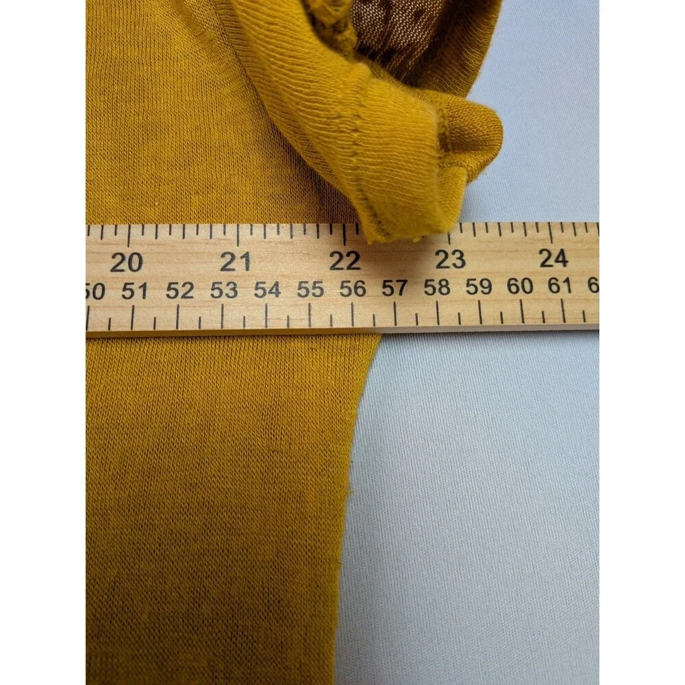 Modern Canvas Top Sz XL Gold Yellow Scalloped Lace Detail Short Sleeve Shirt